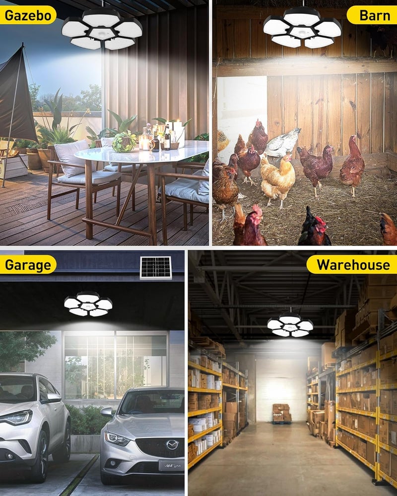 T-SUN Solar Shed Lights Indoor Outdoor Upgrade 5 and 1 Heads Solar Powered Motion Sensor Pandent Lights with 5 Modes Remote Control Security Lamp Waterproof for Garage Barn Gazebo Courtyard Balcony - Image 2